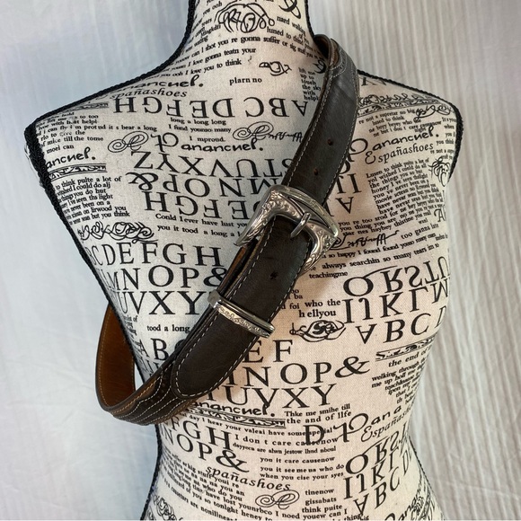 Handmade Vintage ostrich belt Silver buckle Unisex Western - Picture 2 of 14